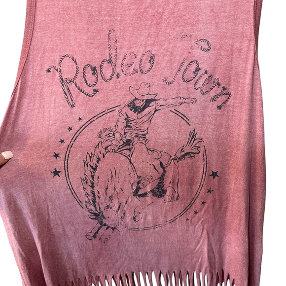 L Fringe Western "Rodeo Town" Tank Top Shirt - Picture 3 of 9